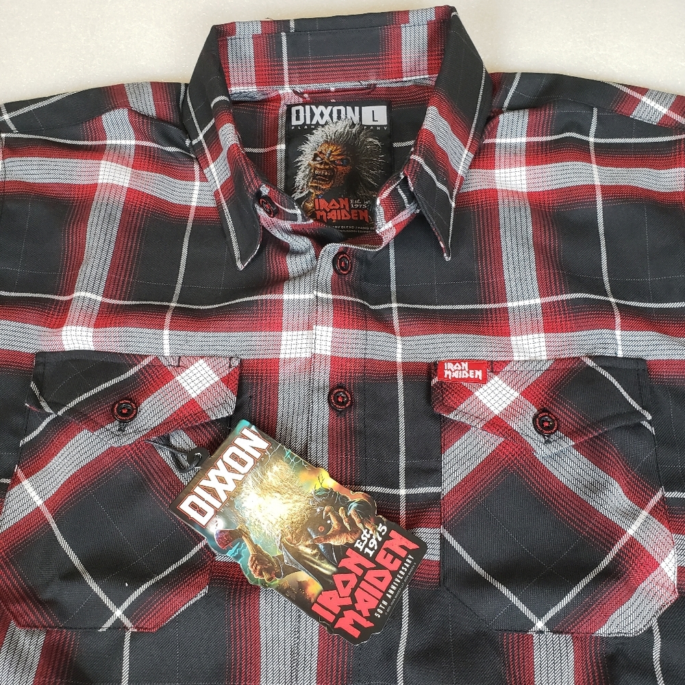 NWT Dixxon Men's Large "Iron Maiden 50th Anniversary" Flannel Shirt - Picture 3 of 12